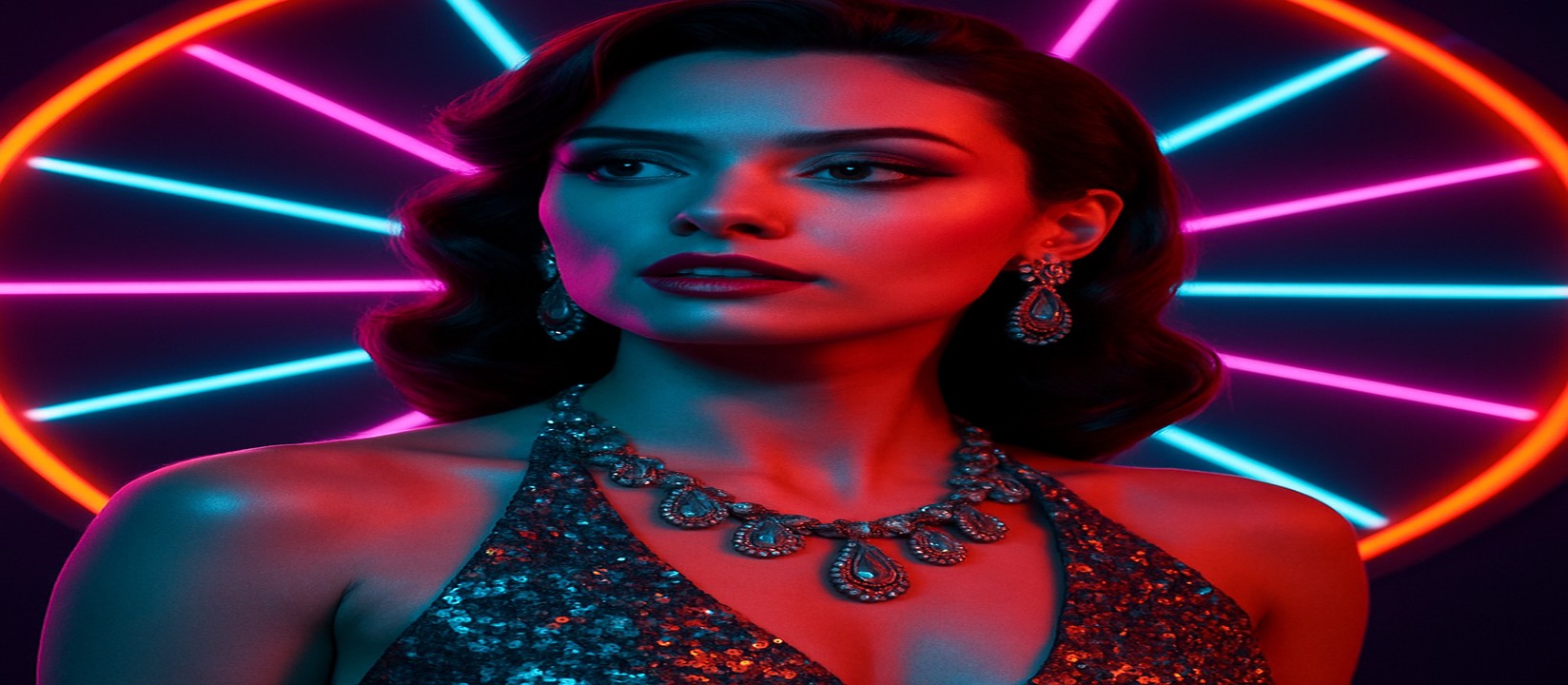 চাকার সামনে উজ্জ্বল পোশাকে এক নারী, bn88-র বর্ণিল গেমিং প্ল্যাটফর্ম